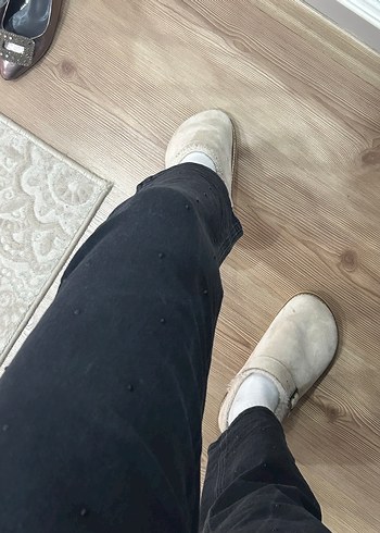 Siyah Kadın Normal Kesim Taşlı Midi Kot Pantolon - Görsel 2