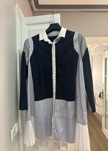 Pilili Midi Çizgili Kadın Gömlek - Görsel 4