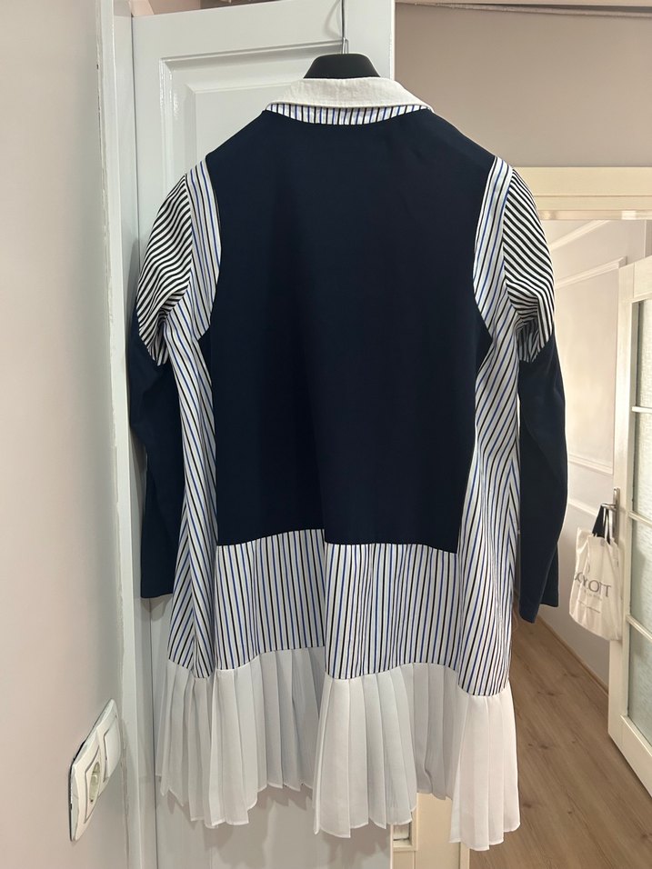 Pilili Midi Çizgili Kadın Gömlek - Görsel 5