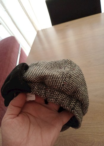 Gri Örgü Kadın Şapka Siyah Fiyonk - Görsel 5