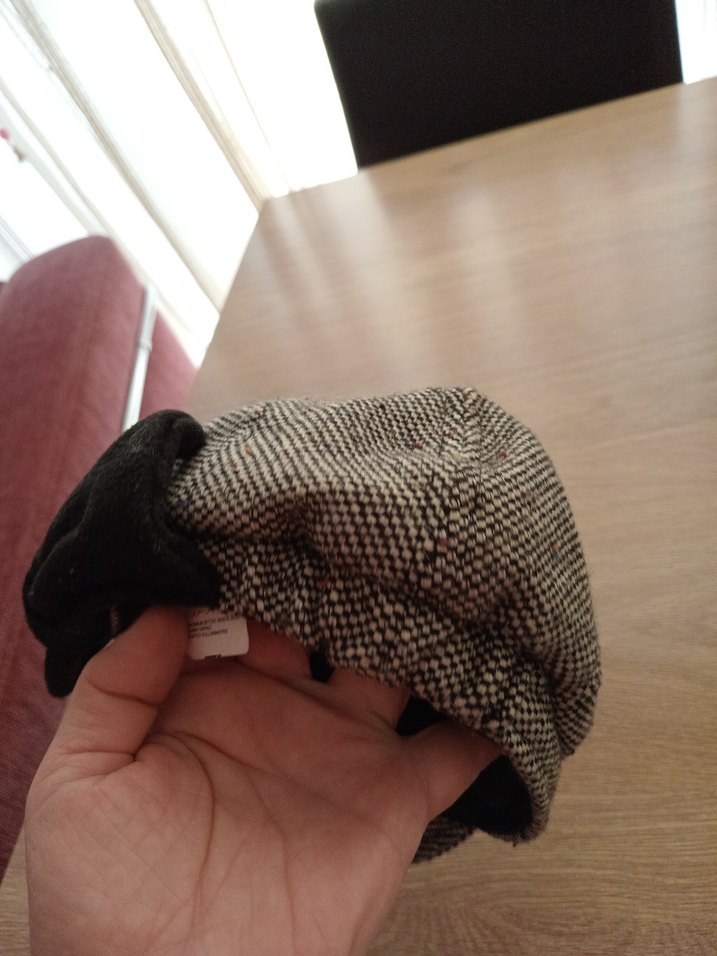 Gri Örgü Kadın Şapka Siyah Fiyonk - Görsel 5