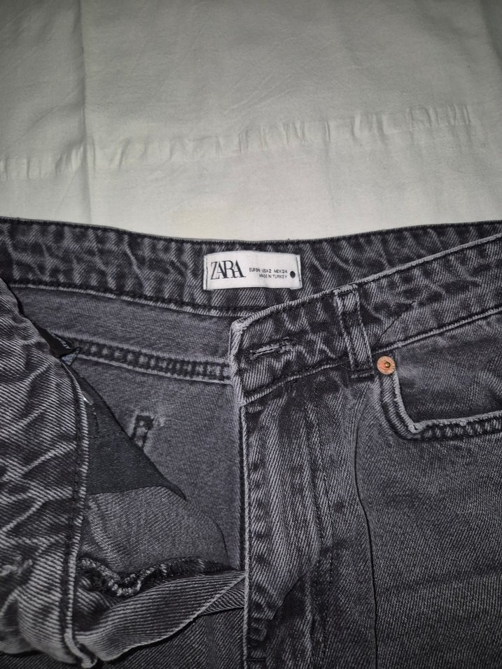 Zara Gri Rahat Kesim Kadın Denim Pantolon - Görsel 2