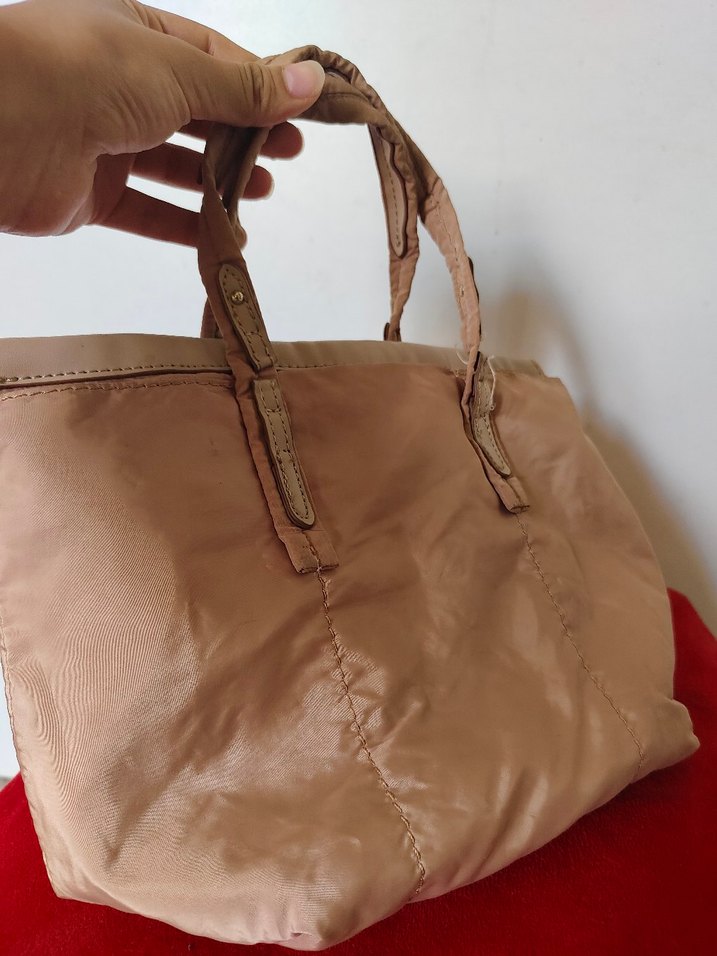 Bej Deri Fermuarlı Kadın Çanta - Görsel 2