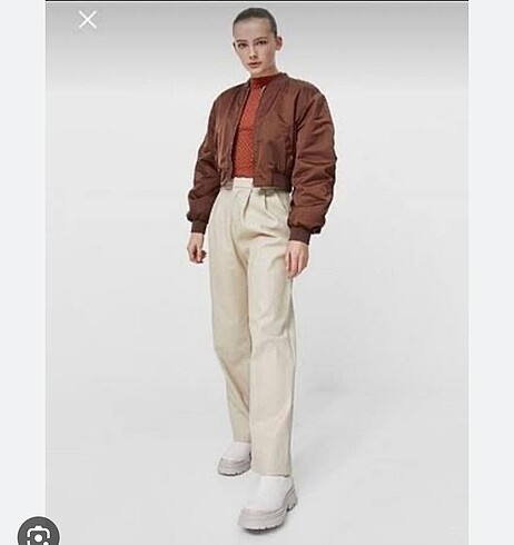 Stradivarius Stradivarius Kahverengi Kısa Bomber Ceket