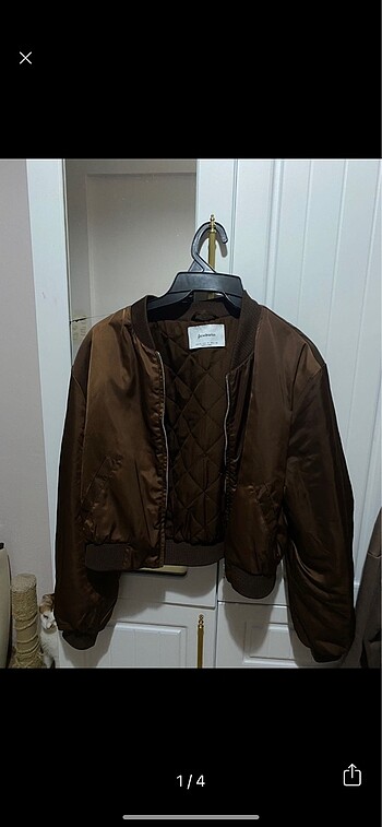 s Beden Stradivarius Kahverengi Kısa Bomber Ceket