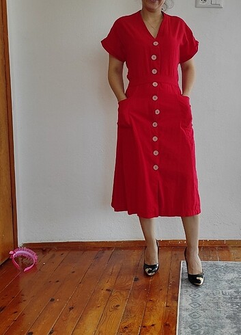 l Beden Kırmızı günlük elbise