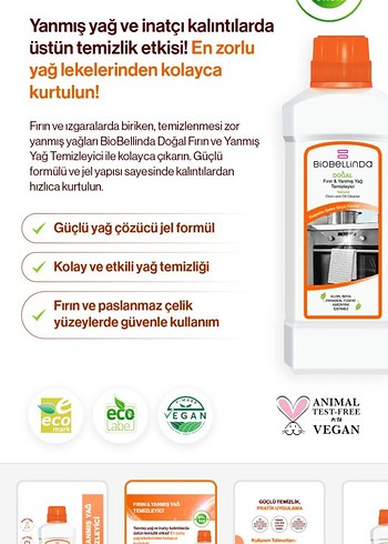 Diğer BiOBellinda Fırın ve Yanmış Yağ Temizleyici 750 ml