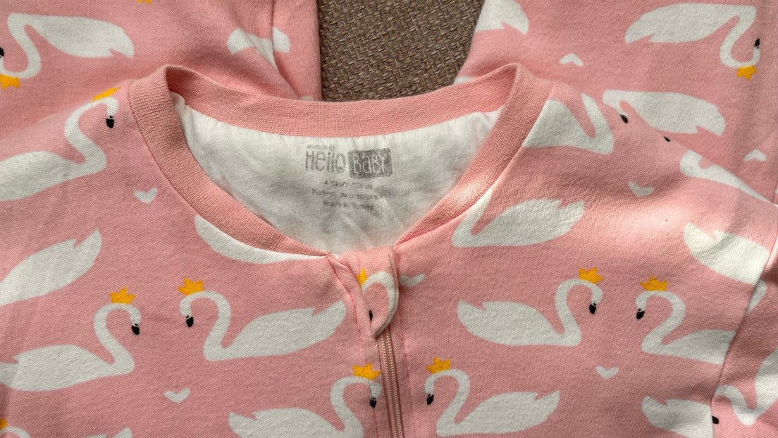 Kız Çocuk Pembe Kuğu Desenli Fermuarlı Tulum - Görsel 3