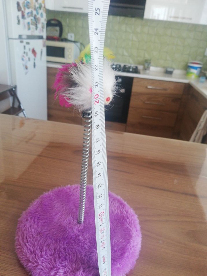 Renkli Tüylü Kedi Oyuncağı ve Tırmalama - Görsel 3