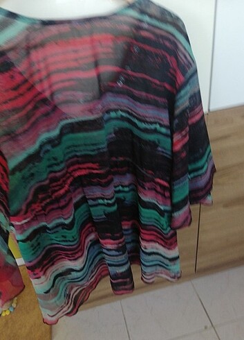 Şifon yakası taşlı plaj elbisesi - Görsel 2