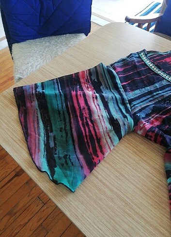 Şifon yakası taşlı plaj elbisesi - Görsel 6