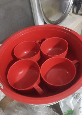 Kırmızı Plastik Mutfak Seti