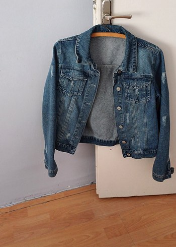 Mavi Düğmeli Kadın Denim Ceket
