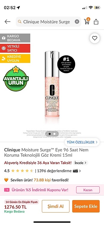Beden Renk Clinique moisture surge eye 96-hour hydro-filler