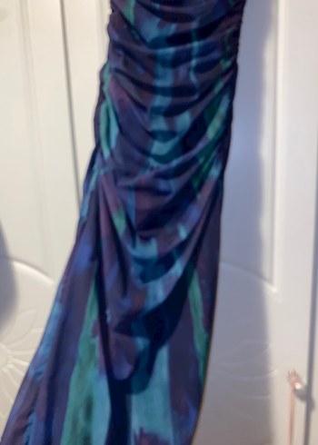 Kadın Mor Drapeli Uzun Askılı Elbise - Görsel 2