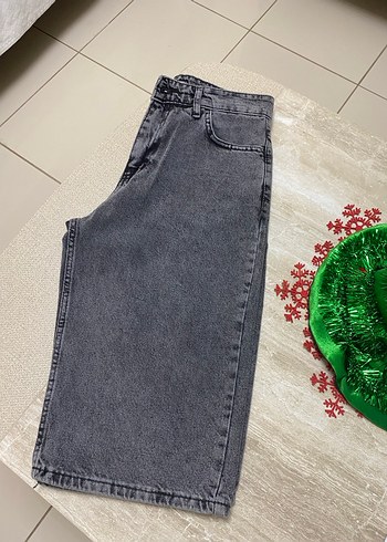 Gri Bağlama Desenli Salaş Mini Kot Şort - Görsel 7