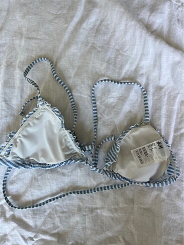 s Beden Mavi çizgili bikini üstü