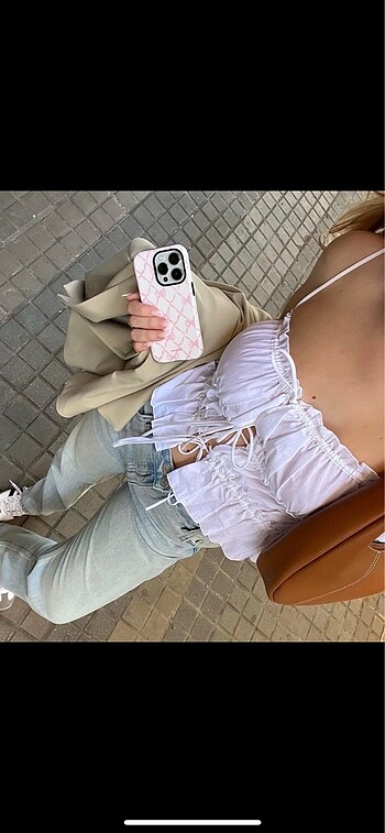 Zara fiyonklu poplin bluz