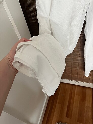 l Beden beyaz Renk Beyaz keten görünümlü pantolon