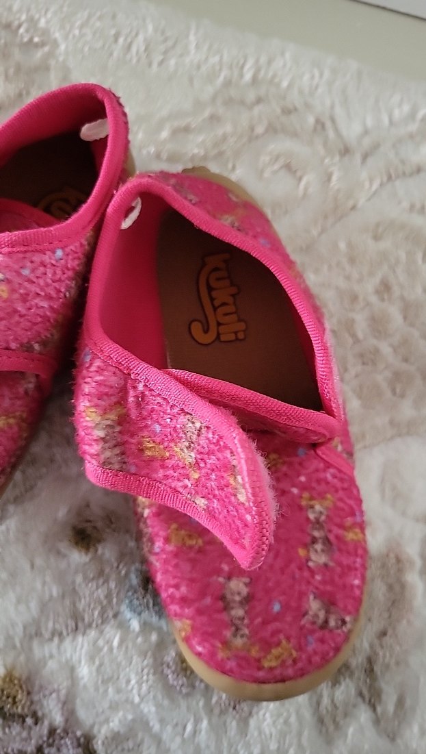 Kız Çocuk Pembe Nakışlı Sıcak Terlik Velcro - Görsel 2