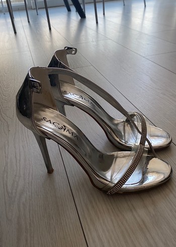 Zara Gümüş zara topuklu ayakkabı