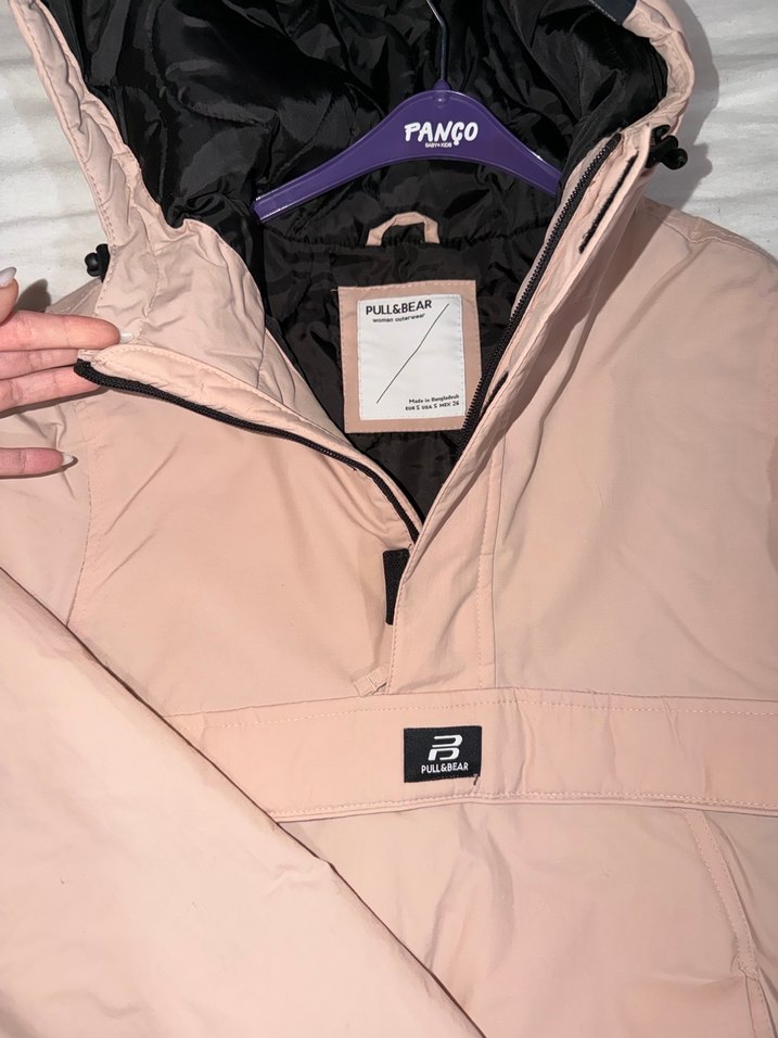 Pembe Kapüşonlu Kadın Kışlık Mont - Görsel 2