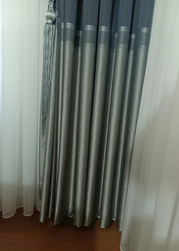 Desenli Gri-Antrasit Konvansiyonel Perde - Görsel 5