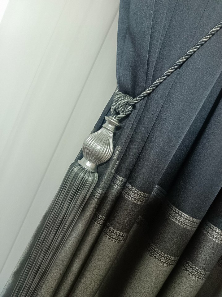 Desenli Gri-Antrasit Konvansiyonel Perde - Görsel 3