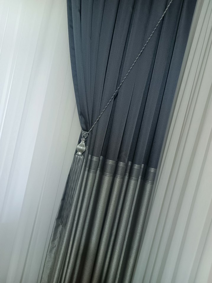 Desenli Gri-Antrasit Konvansiyonel Perde - Görsel 2