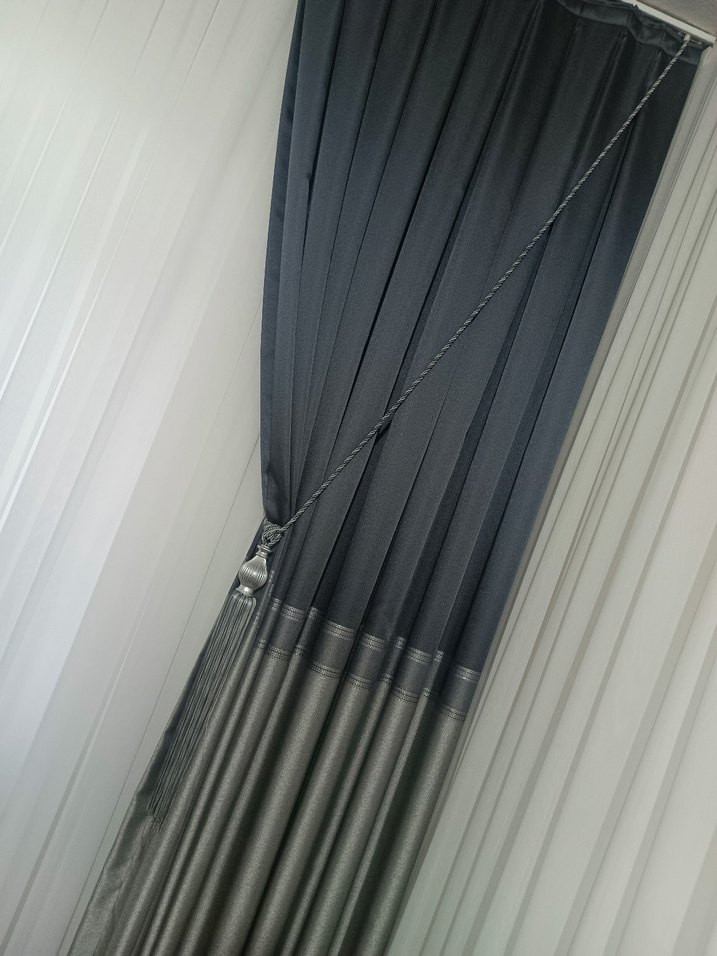 Desenli Gri-Antrasit Konvansiyonel Perde - Görsel 4