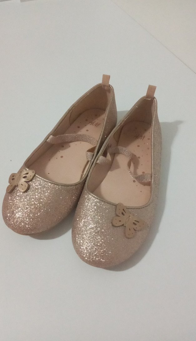 Kız Çocuk Bej Simli Babet Ayakkabı - Görsel 2