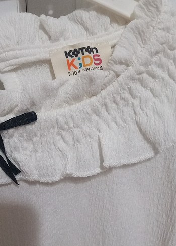 Kız Çocuk Beyaz Keten Fırfırlı Bluz - Görsel 3