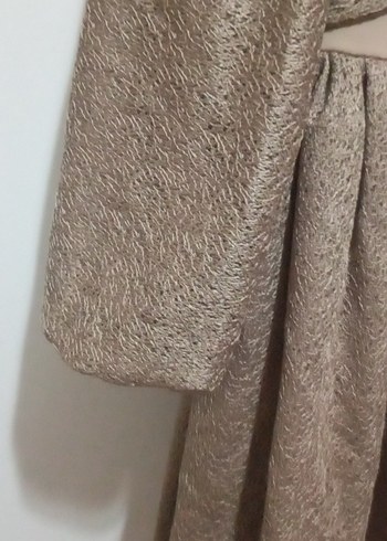 Kız Çocuk Bej Drapeli Uzun Kollu Elbise - Görsel 4