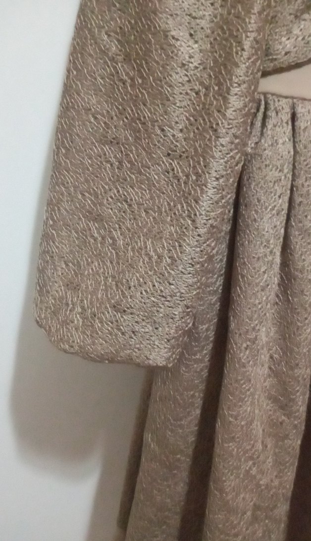 Kız Çocuk Bej Drapeli Uzun Kollu Elbise - Görsel 4