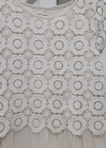 Kız Çocuk Beyaz Dantel Bohem Elbise - Görsel 3