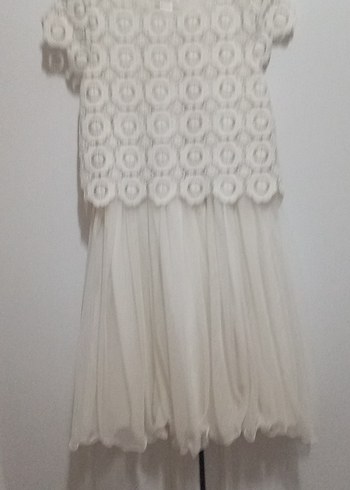 Kız Çocuk Beyaz Dantel Bohem Elbise - Görsel 4