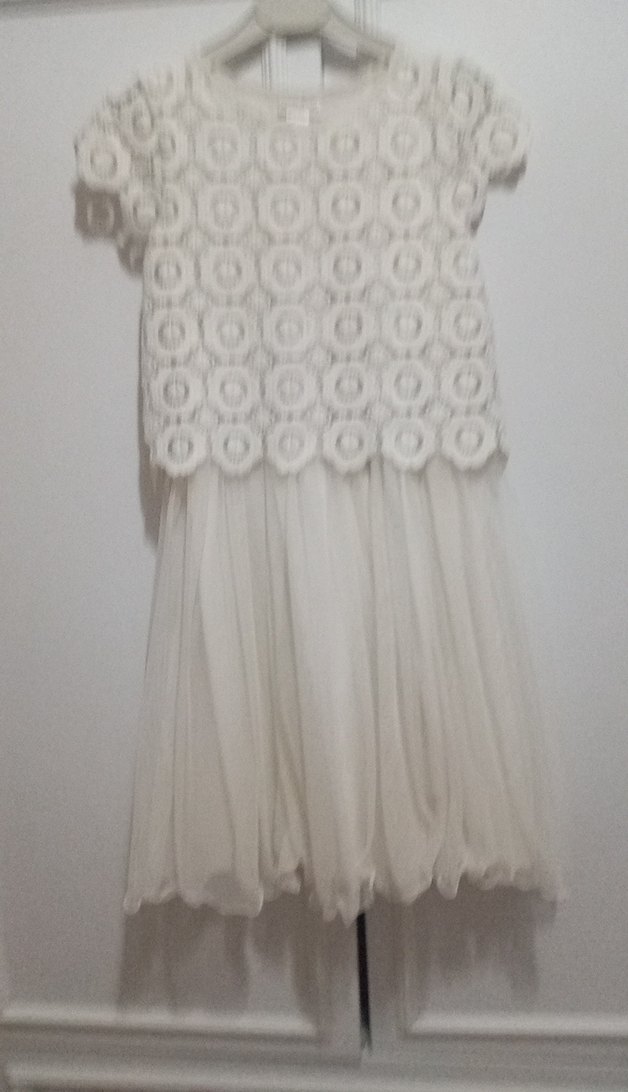 Kız Çocuk Beyaz Dantel Bohem Elbise - Görsel 4