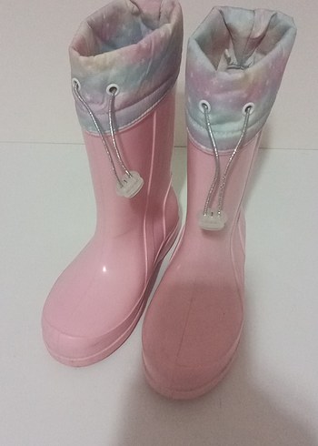 Kız Çocuk Pembe Lastikli Yağmur Çizmesi - Görsel 4