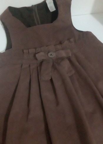 Kız Çocuk Kahverengi Süet Kolsuz Elbise - Görsel 2