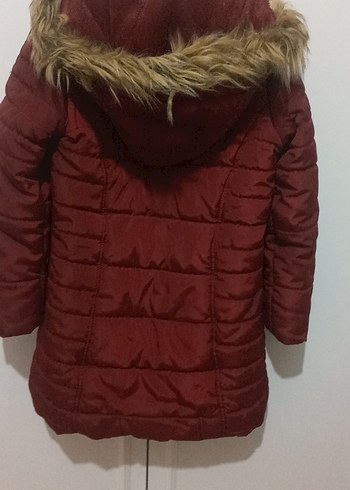 Bordo Parlak Fermuarlı Kız Montu - Görsel 6