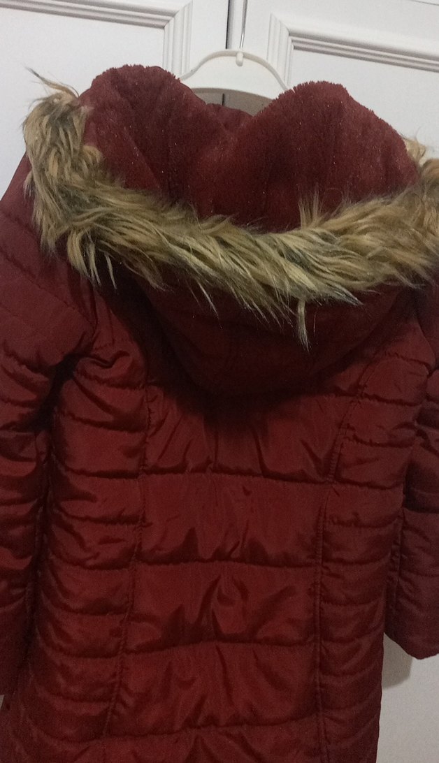 Bordo Parlak Fermuarlı Kız Montu - Görsel 5
