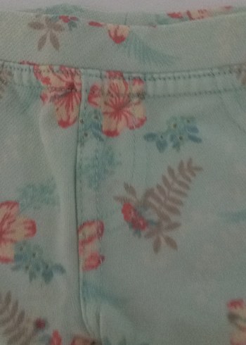 Kız Çocuk Çiçek Desenli Yeşil Tayt - Görsel 2