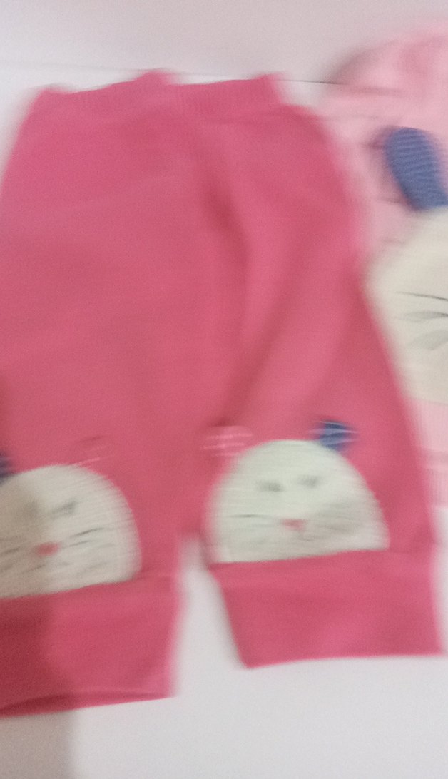 Pembe Nakışlı Örgü Bebek Kız Takımı - Görsel 2