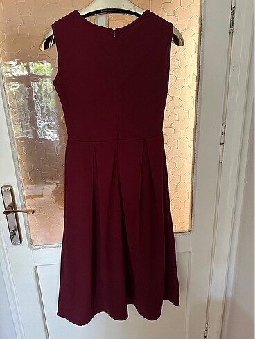 Bordo midi boy elbise