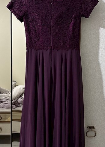 Mürdüm Dantel Detaylı Elbise - Görsel 3