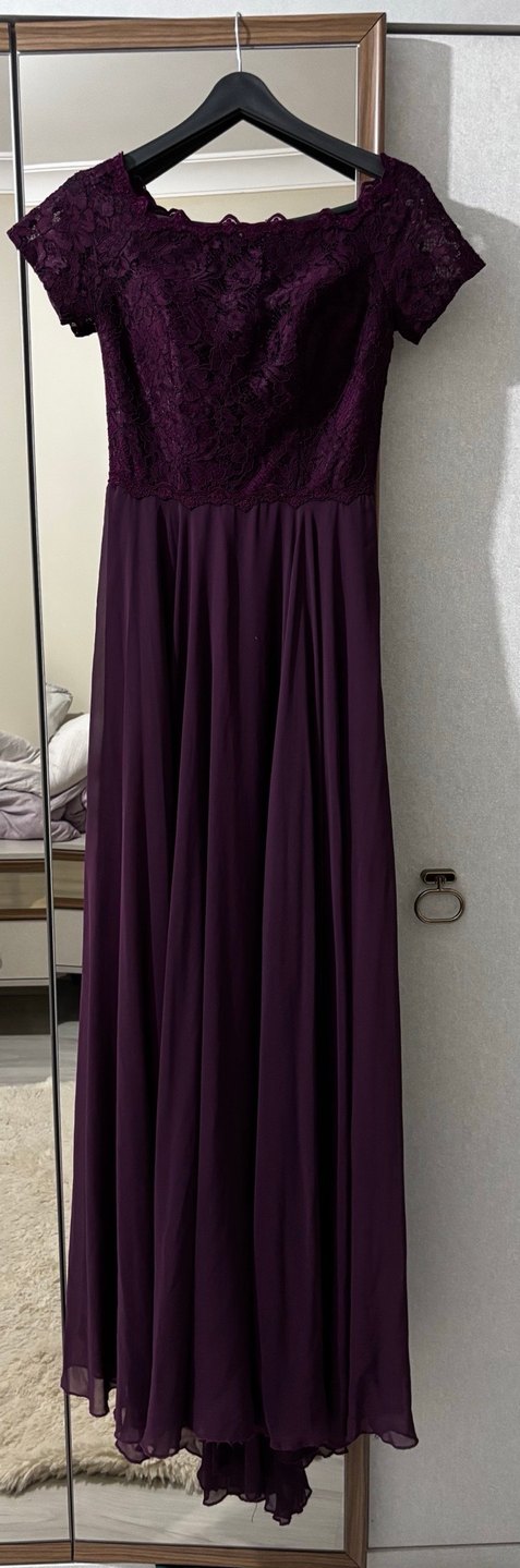 Mürdüm Dantel Detaylı Elbise - Görsel 2