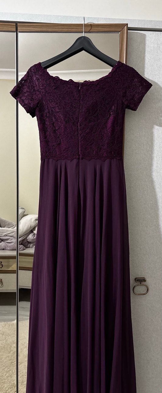 Mürdüm Dantel Detaylı Elbise - Görsel 3