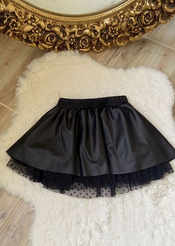 Örme Kirazlı Hırka,bebe yaka bluz ve deri görünümlü zara etek - Görsel 5