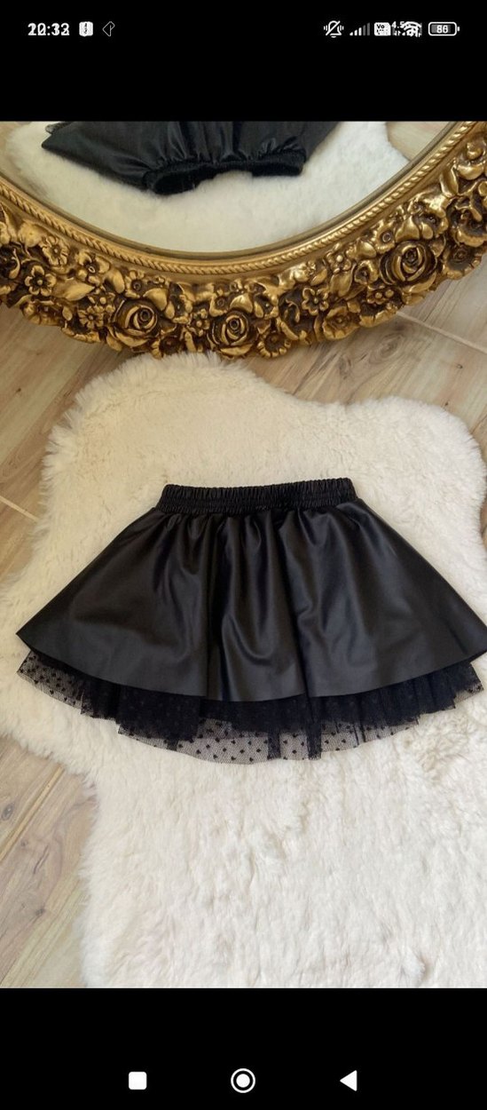 Örme Kirazlı Hırka,bebe yaka bluz ve deri görünümlü zara etek - Görsel 5