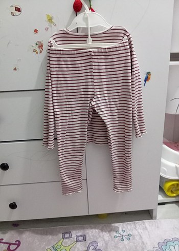 Bordo Çizgili Fitilli Uzun Kollu Çocuk Takım - Görsel 2